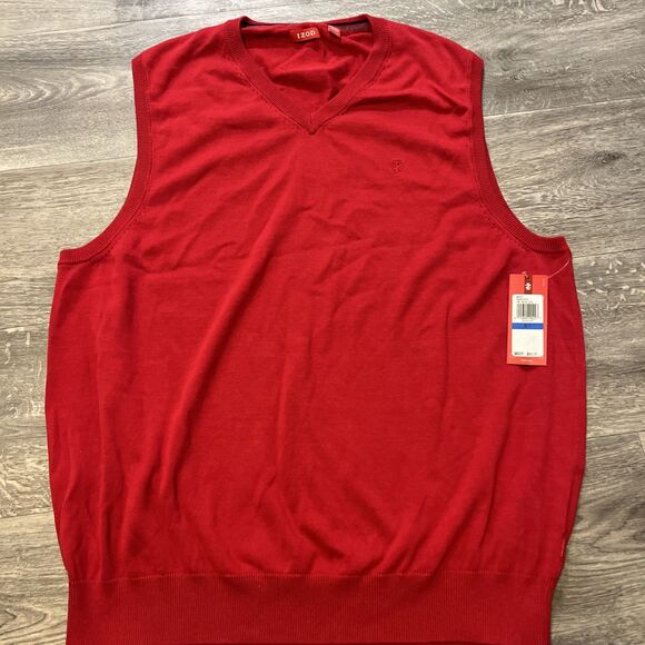 IZOD Men's Sweater Vest Red Golf Vest Fall Winter Size XLT - Picture 3 of 9